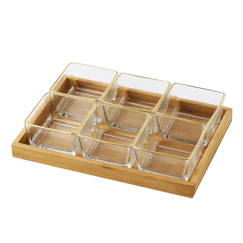 

New Glass Food Storage Plate Dessert Cake Biscuit Tray Nuts Candy Serving Platter Organizer Container With Metal Rack Container