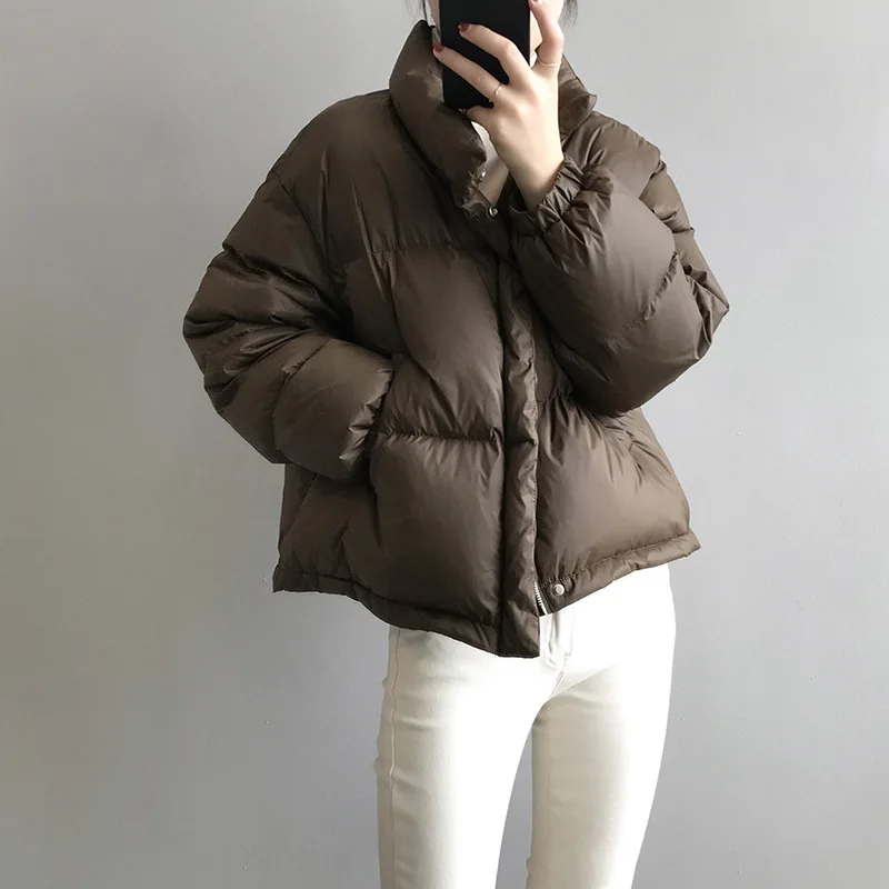 Women Down Jacket Coat 2021 Winter New Solid Thick Jackets Long Sleeve Casual Loose Overcoat Femalle Outerwear Tops Warm Jacket