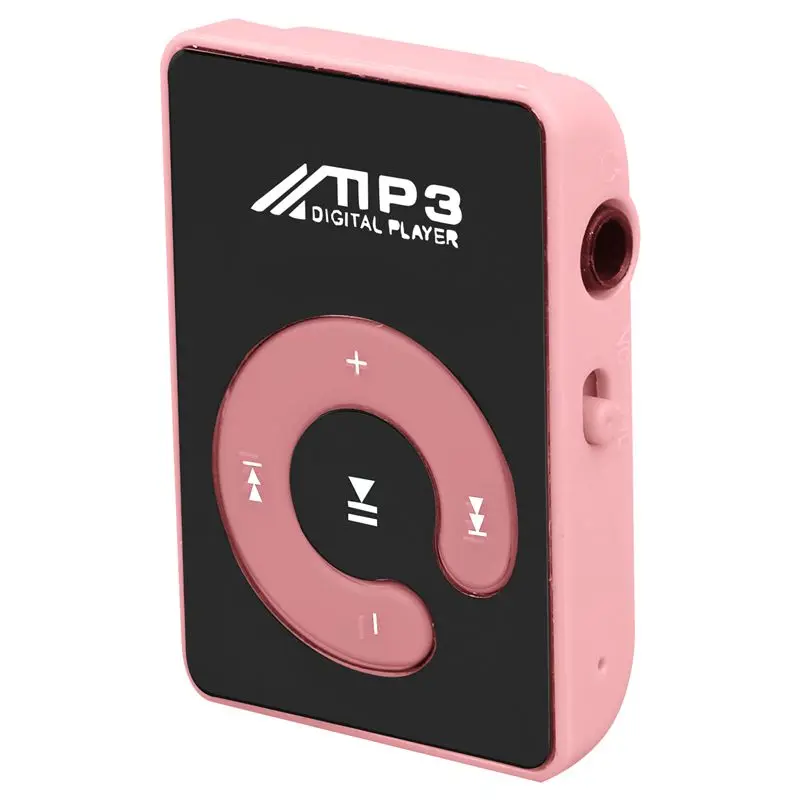

Розничная продажа мини зеркальная клипса USB цифровой Mp3 музыкальный плеер Поддержка 8 Гб SD TF карта розовый