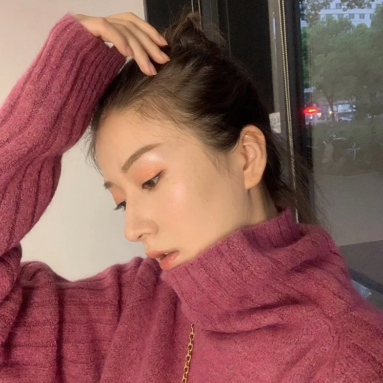 Женский вязаный свитер Свободный Повседневный с высоким воротником пуловер на