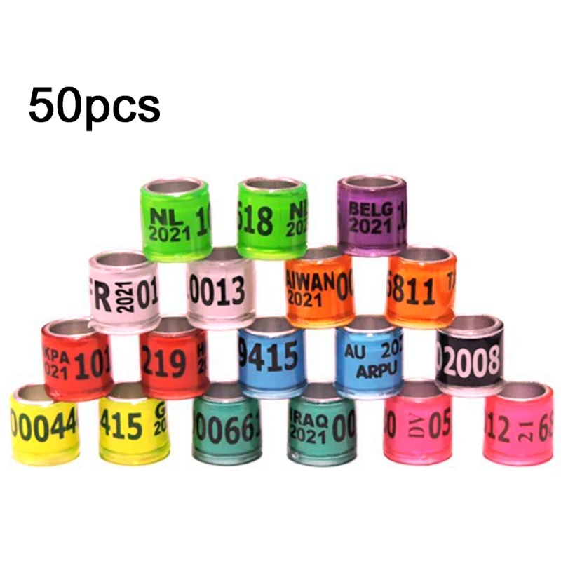 

50 Pcs Multi-color Dove Bands Bird Foot Ring Species Identify Training Rings Pet