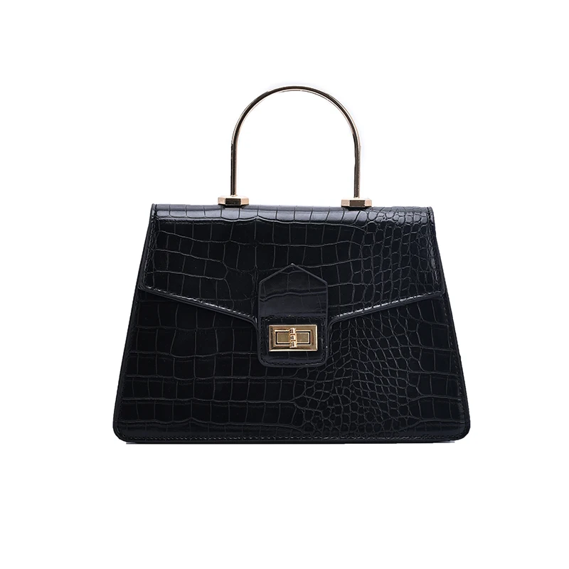 

Iron Handle PU Leather Small Crossbody Bags For Women 2021 Luxury Fashion Lock Shoulder Handbags And Purses Lady Totes