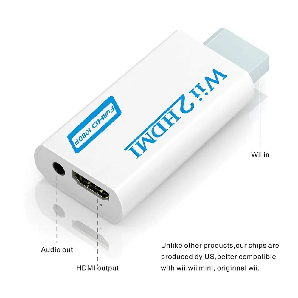 Адаптер преобразователь Wii в HDMI Full HD 1080P 2 3 5 мм аудио для ПК HDTV монитора