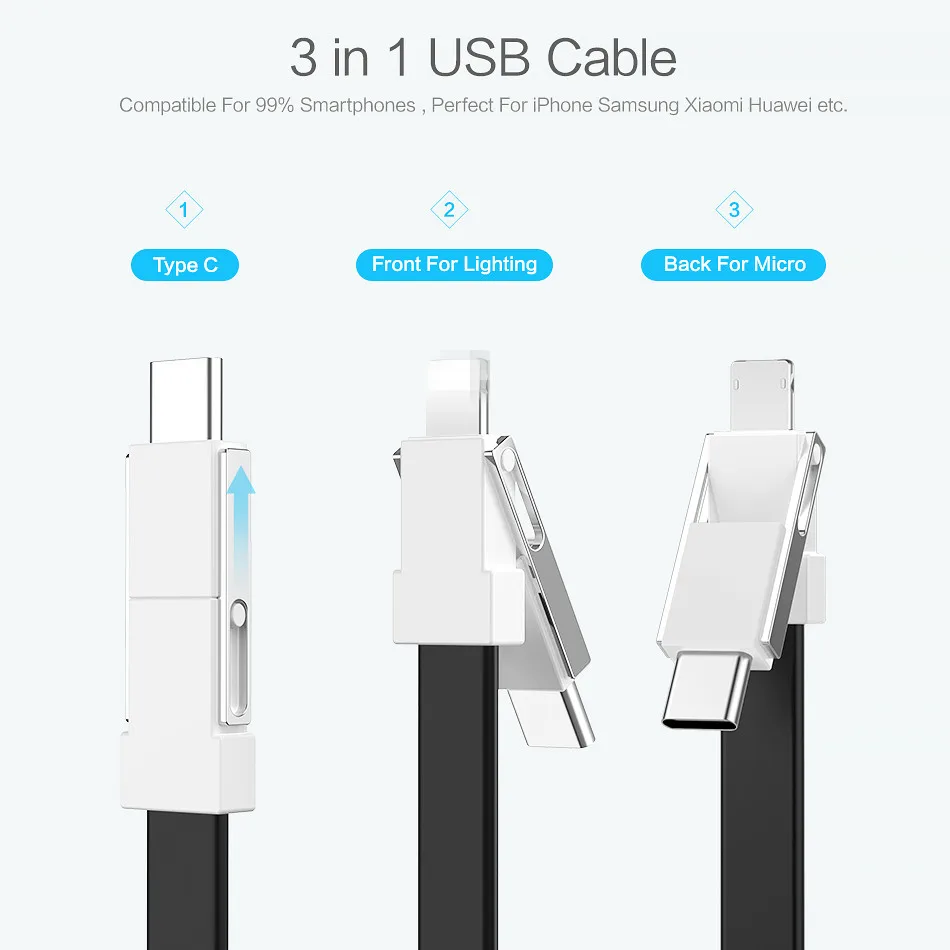 3 в 1 Мини USB брелок Магнитный кабель Micro usb type C кабели для iphone 11 Xs samsung S9 Xiaom 8 USB-C брелок зарядный шнур
