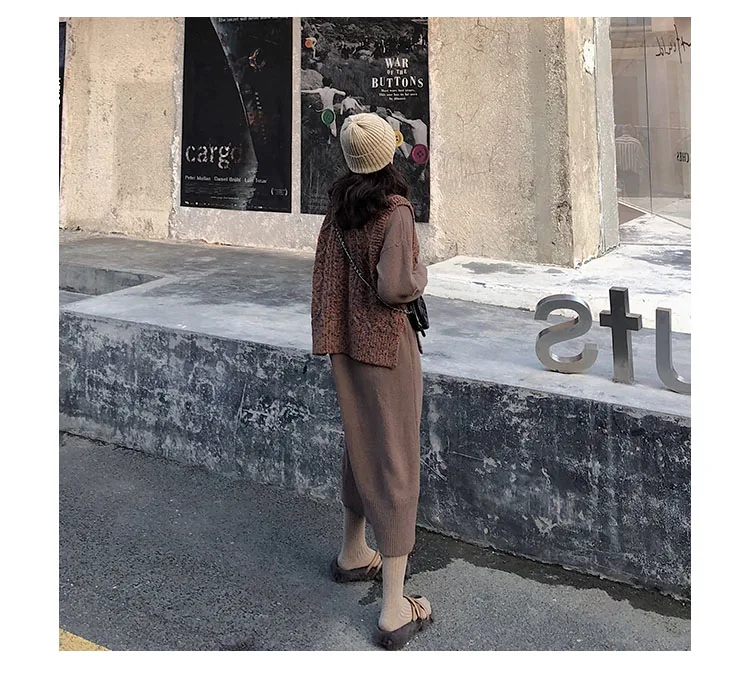 Turtleneck Cashmere Knitted Sweater Dress Women Autumn Spring Noodles Elastic Long Sleeve thick Pullover Winter Dress