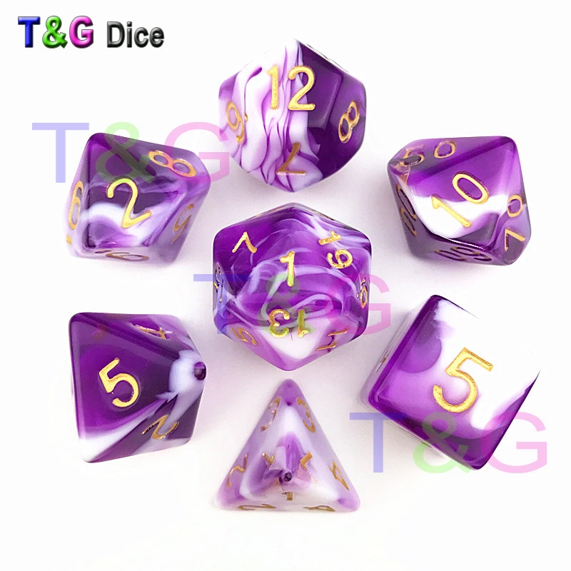 Прозрачный фиолетовый и белый цвет кости D4 D20 для d & игры|colored dice|dice colorwhite dice |