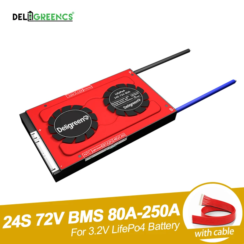 Deligreen 3 2 V bms 24S 80A 100A 120A 150A 200A 250A 72V BMS для LiFePO4 батареи с функцией баланса