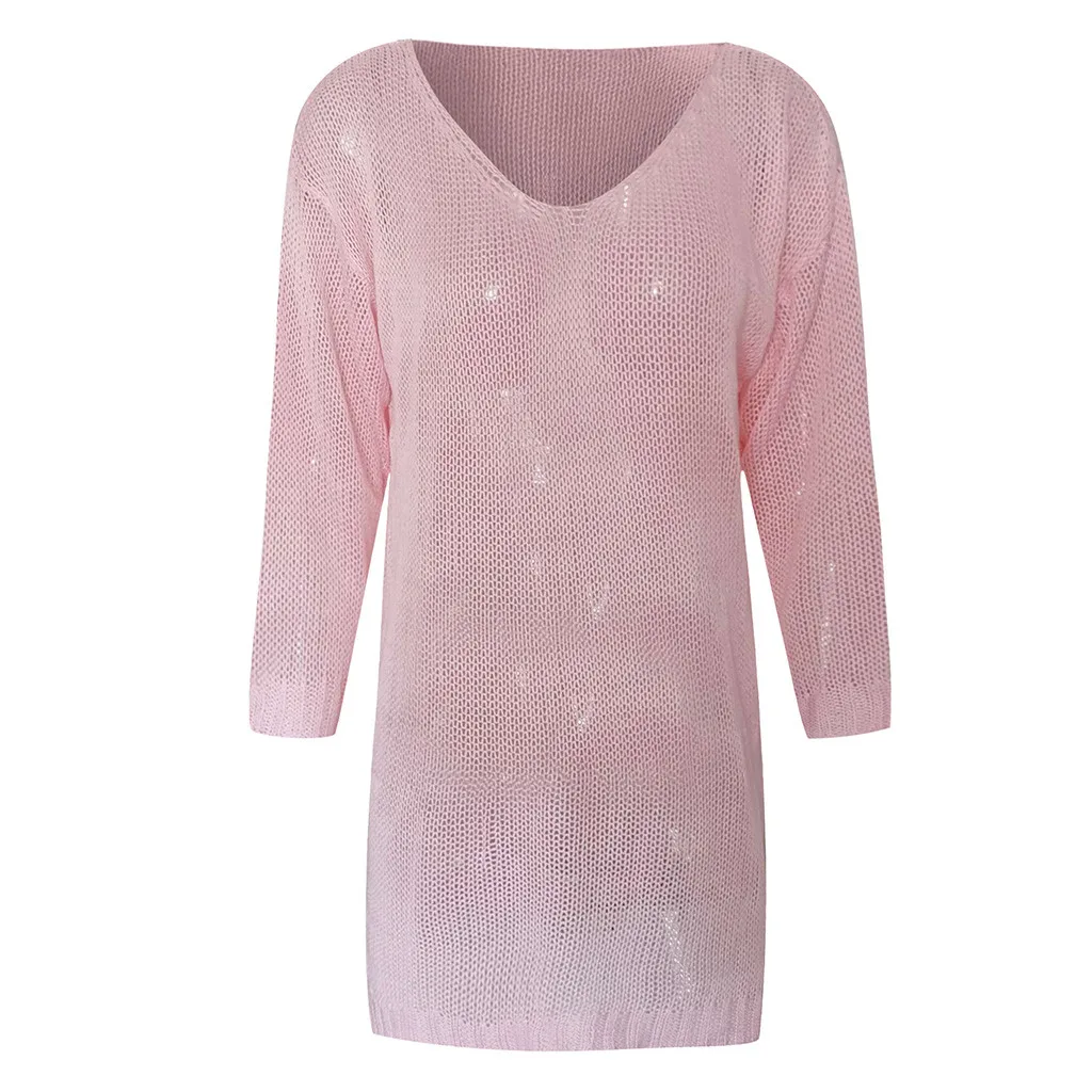 Новинка 2019 женский джемпер с длинным рукавом на осень и зиму вязанное платье