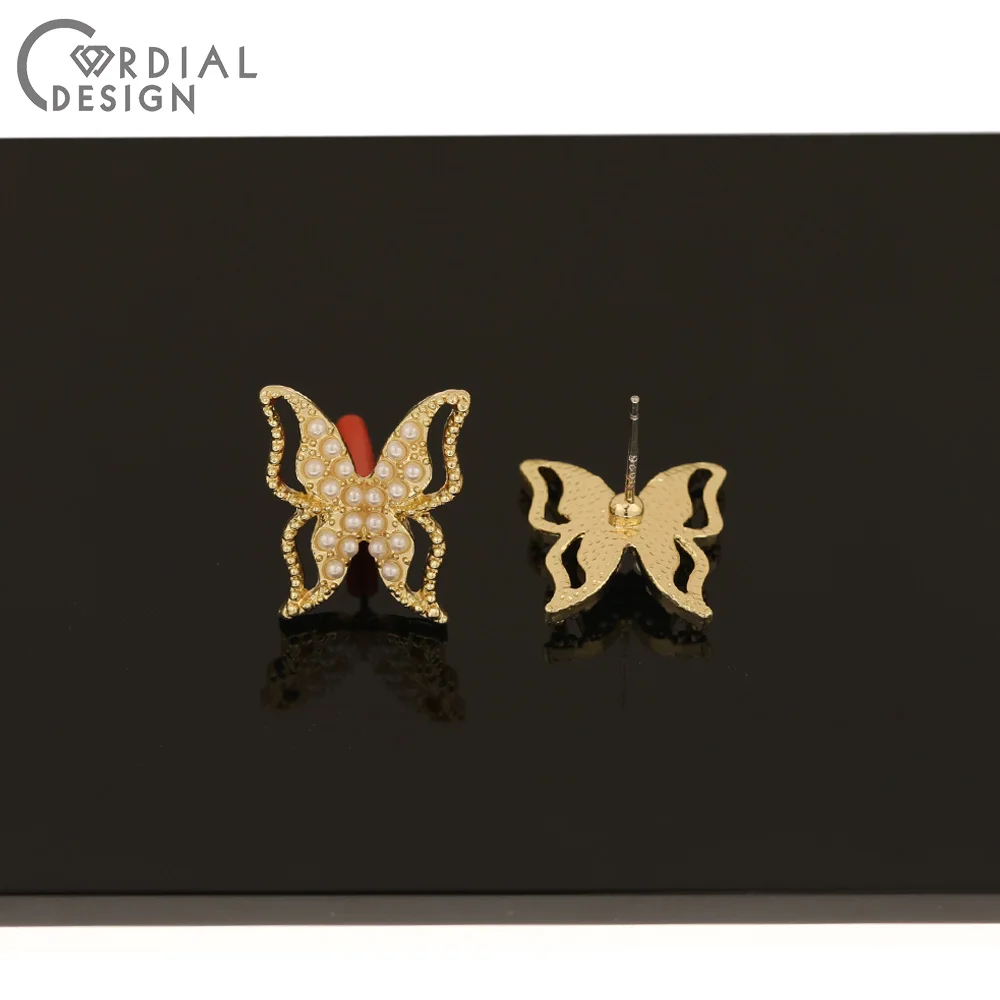 

Cordial Design 16*18MM 50Pcs Jewelry Accessories/Hand Made/Rhinestone Earrings Stud/Butterfly Shape/Earring Findings/DIY Making