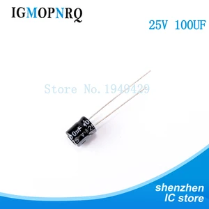 50 шт. высококачественный электролитический конденсатор 25 в 100 мкФ 6*7 мм 6,3 мкФ * 7 25 в