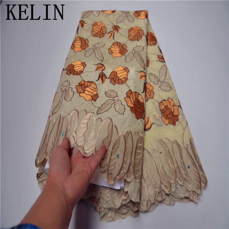 

African Lace Fabric Nigerian Cotton Lace Fabric With Embroidery Stones African Swiss Voile Lace In Switzerland Party CLP-620