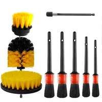 9pcs electric drill brush detailing brush set for car rim tire wheel wash detail brush set for dust cleaning