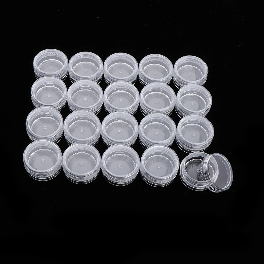 

Pack Of 20pcs 3G Empty Plastic Cosmetic Containers, Clear Round Sample Pots Jars With Screw Cap Lids