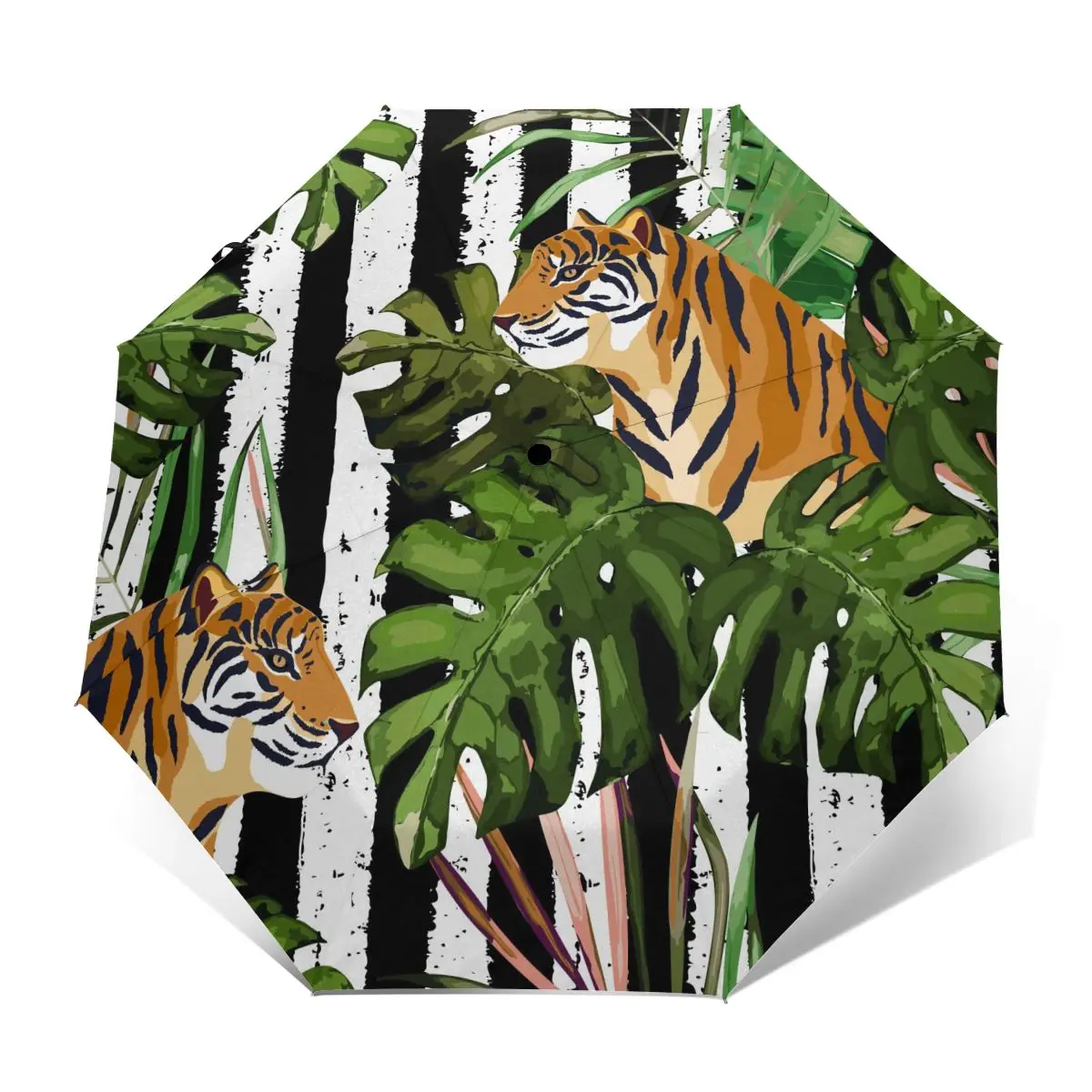 

Automatic Umbrella Rain Women Three-folding Umbrella Forest Tigers Windproof Umbrella Female Waterproof parasol