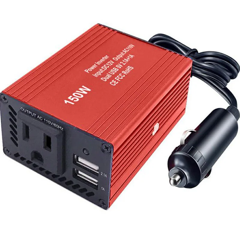 dc12v-ac110v Red Автомобильный Инвертор 150 Вт двойной USB выходной интерфейс Dc12V к Ac110V инвертор пиковая мощность 300 Вт преобразователь напряжения - Цвет: dc12v-ac110v Red