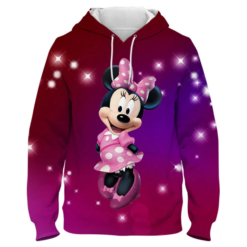 

Disney Anime Hoodie Minnie Mouse Dona Jacket 3d Baseball Uniform Pullover Hoodie for Men and Women Oversized Children Clothing