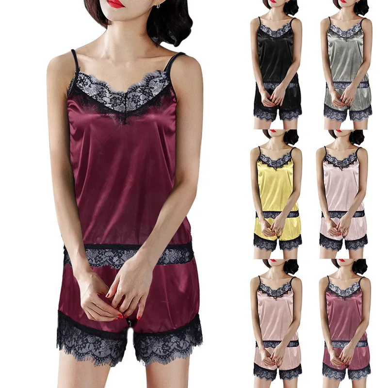 

2021 Сексуальная кружевная Пижама, Модный женский пижамный комплект, нижнее белье, соблазнительная ночная рубашка, милая Женская майка, топ и ...