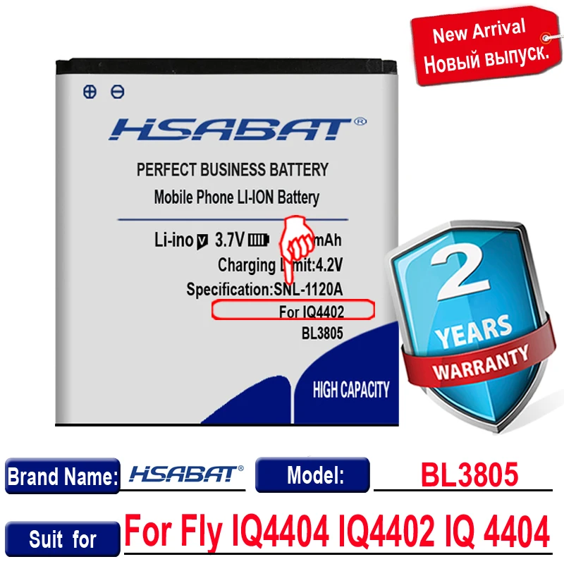Аккумулятор HSABAT 3000 мАч BL3805 для Fly IQ4404 IQ4402 IQ 4404 | Мобильные телефоны и аксессуары