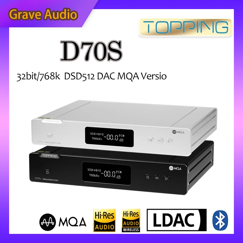 

Топпинг D70S MQA декодер 2 * AK4497 Bluetooth 5,0 32Bit/768K DSD512 высокого разрешения USB DAC с пультом дистанционного управления Управление