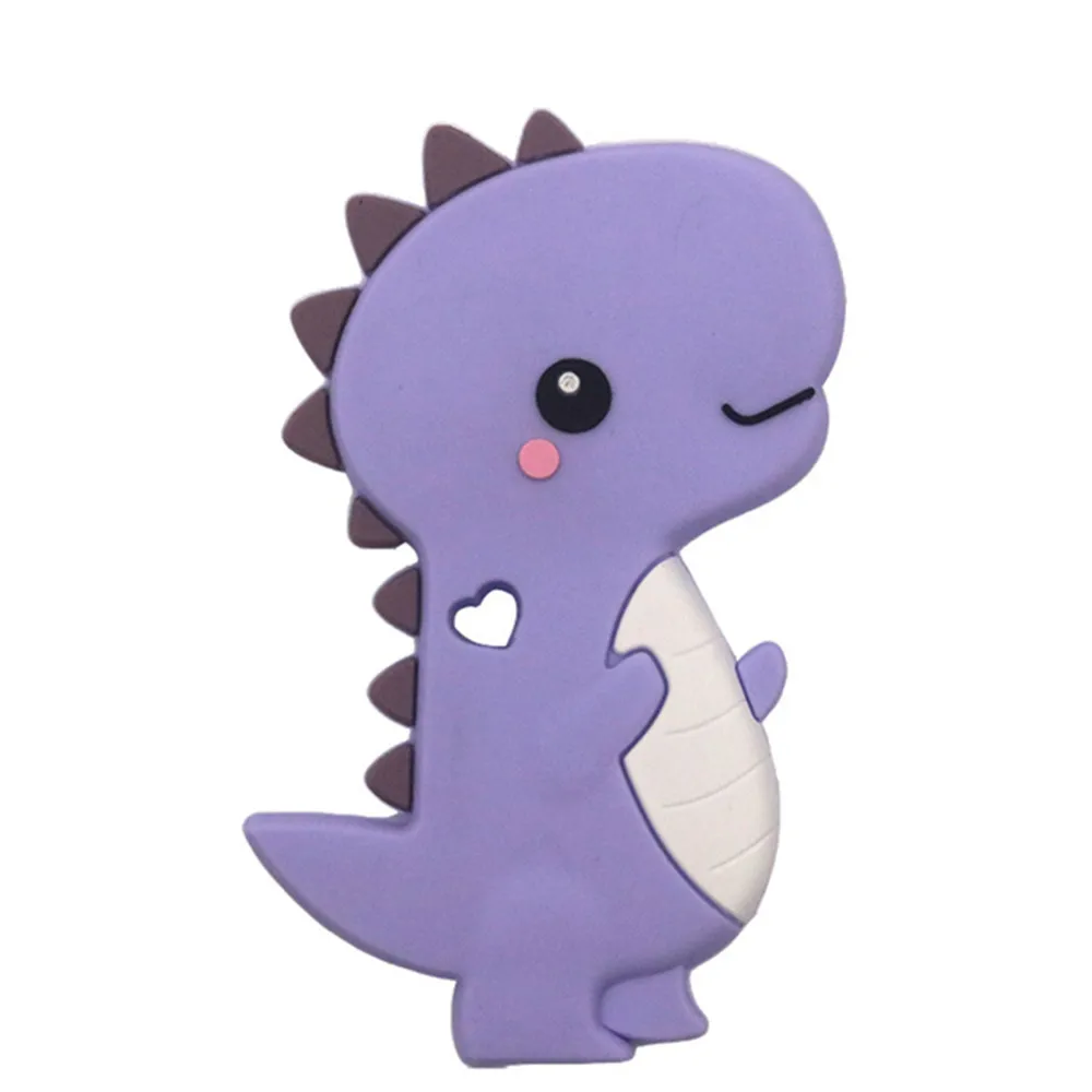 Mordedor seguro para beb&eacute; reci&eacute;n nacido, sin BPA, Animal encantador, dinosaurio, bricolaje, mordedor de silicona, juguetes de dentici&oacute;n para ni&ntilde;os-2