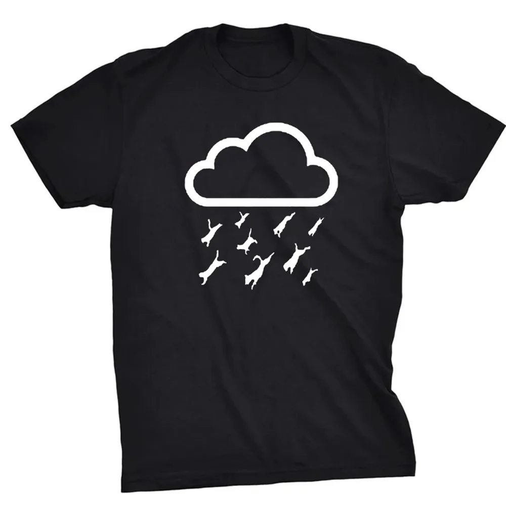 

COSMIC 100% cotton big size cat rian unisex T shirt short sleeve cat print cotton men tshirt cool o-neck t-shirt men tees