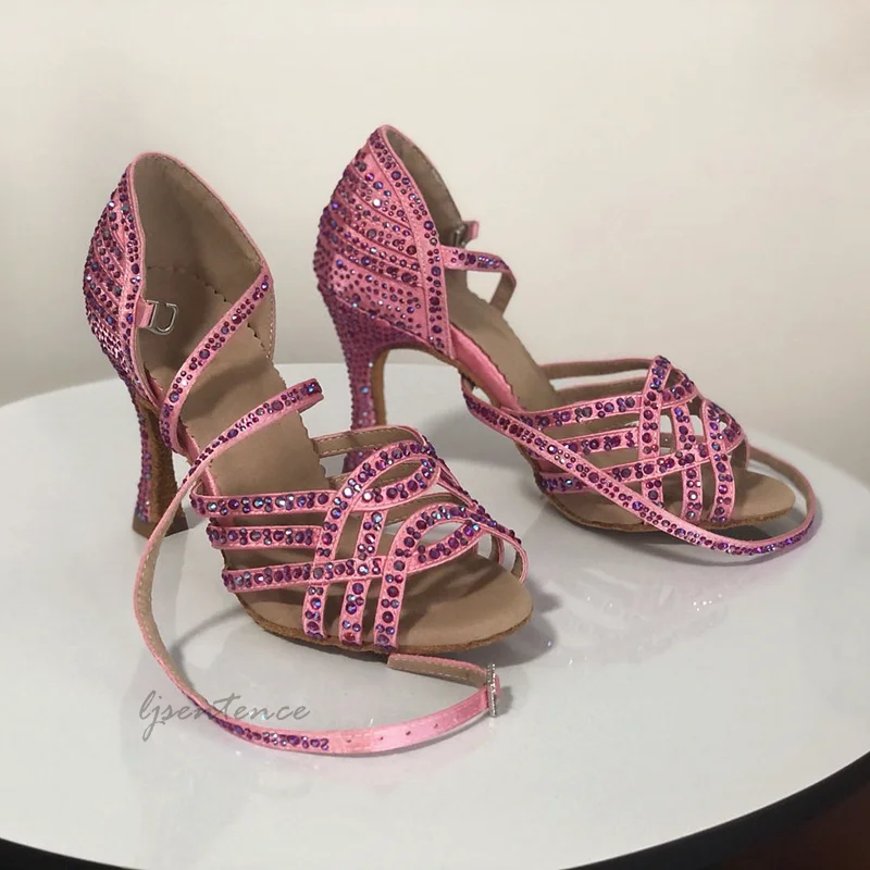 Туфли женские атласные с открытым носком туфли для латиноамериканских танцев