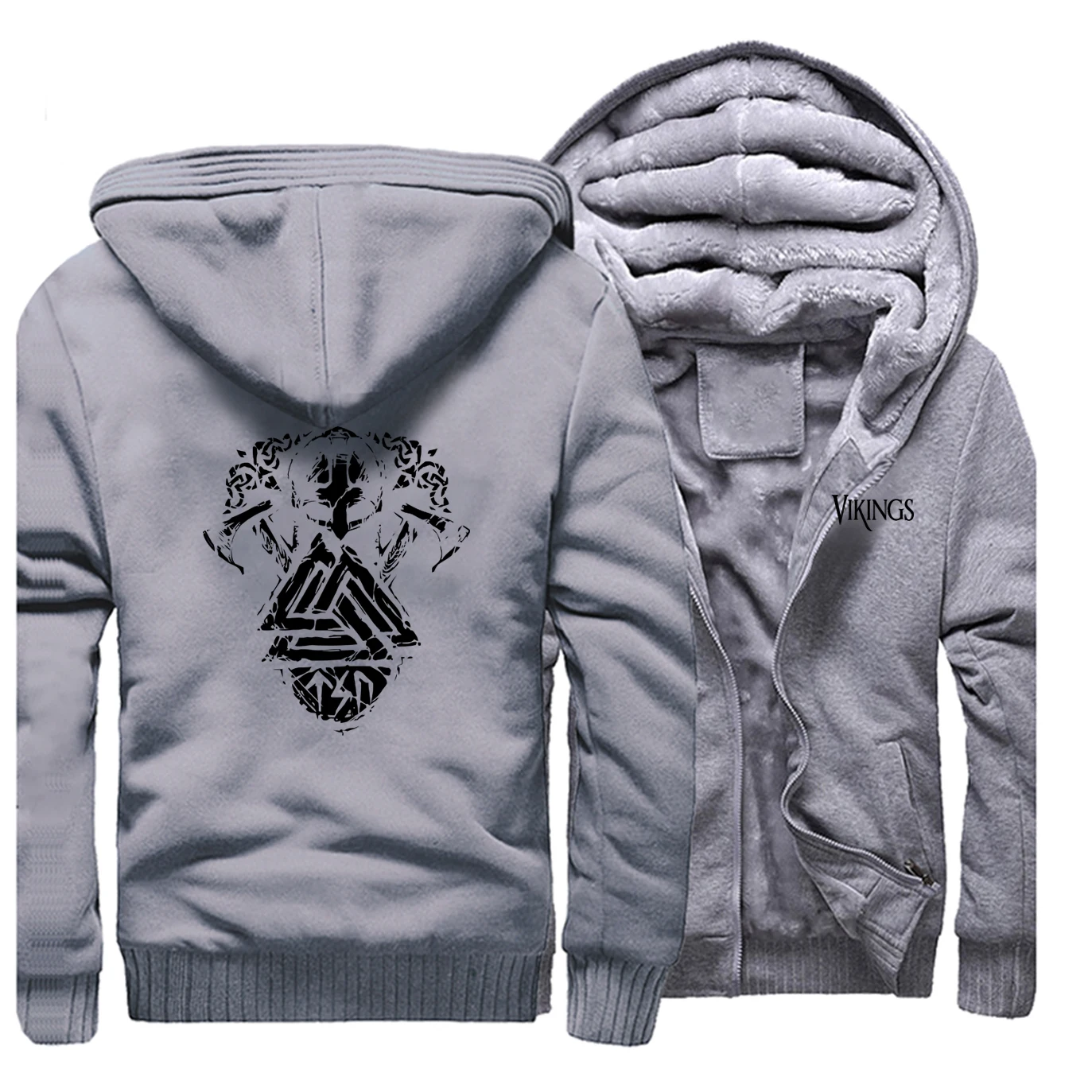 

Winter Symbols Jackets Hoodie TV Show Vikings Hooded Coat Fashion Thick Men's Tracksuit 2020 New Style Norse Man Fleece Outwear