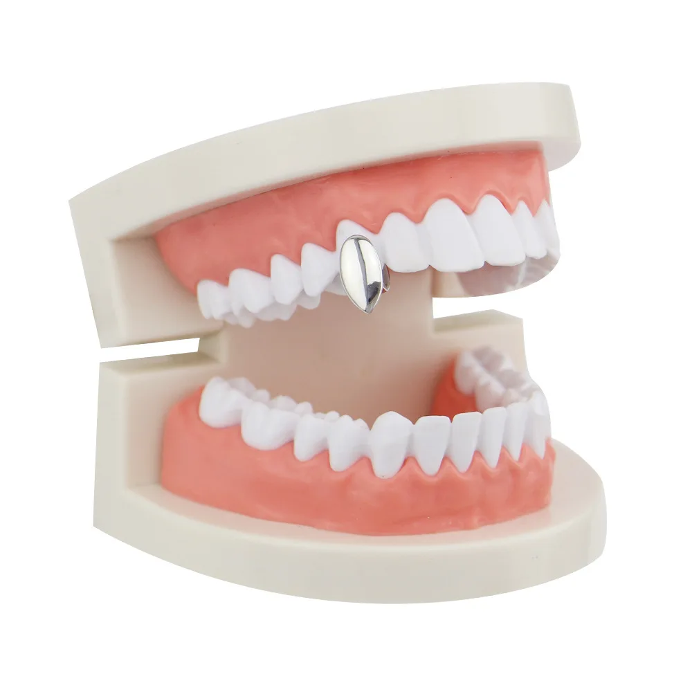 Накладки на зубы Top Single Fangs Grillz 4 Color Smooth Silver Gold Rose набор дешевых украшений для мужчин хип-хоп ювелирных изделий.