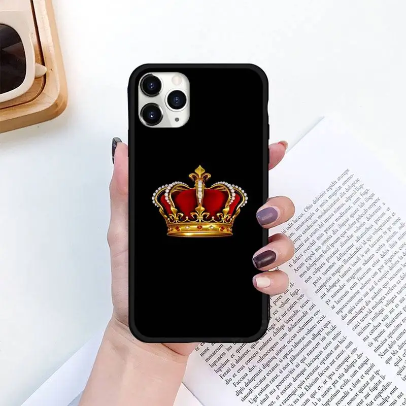

Matte Crown King Queen Phone Case for iPhone 11 12 pro XS MAX 8 7 6 6S Plus X 5S SE 2020 XR mini
