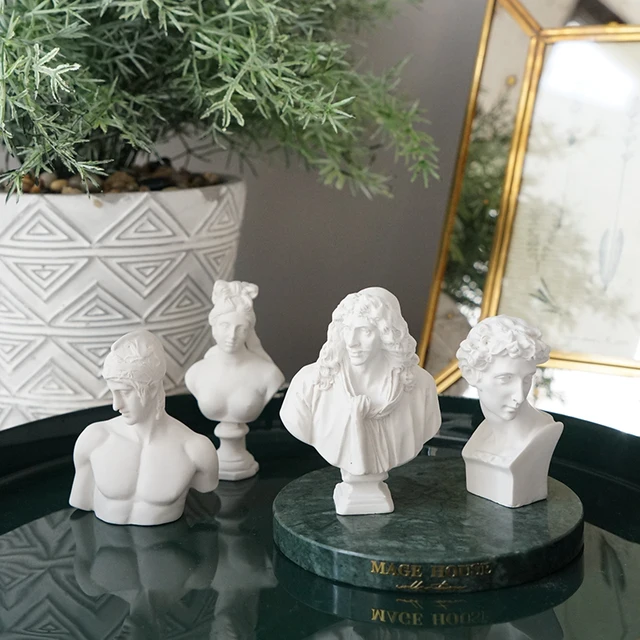 Greek Mythology Figurine David Head Portraits Bust Mini Gypsum Statue Drawing Practice Crafts Plaster Sculpture Nordic Decor 1