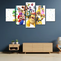 hd 5 pieces picture cartoon game super mario poster canvas painting mural boy bedroom living room home wall decoration