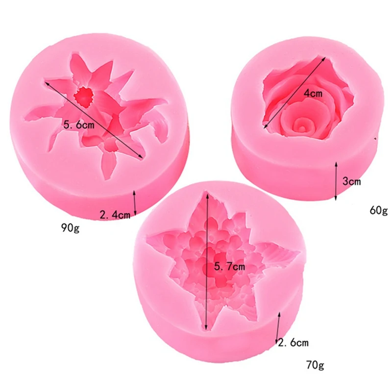 

3D Rose & Lily Flower Silicone Mold Polymer Clay Soap Candy Chocolate Cookie Baking Mould Cupcake Topper Fondan Decorating Tools