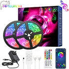 Светодиодная лента RGB 5050 SMD 10 м 20 м 30 м 40 м, гибкая лента для фонового украшения, светящаяся лампа постоянного тока 24 В с пультом дистанционного управления и адаптером