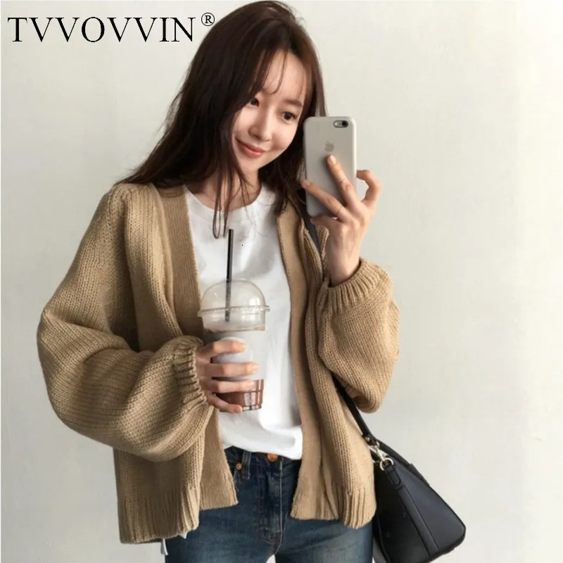 

TVVOVVIN 2020 осенне-зимние новые модные хаки Кардиганы без пряжки вязаный Свободный Повседневный женский свитер женские топы F930