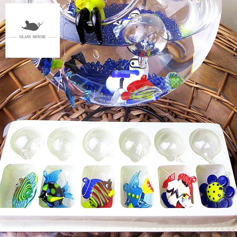 Декор для аквариума статуэтки миниатюрные стеклянные подвески в виде морской