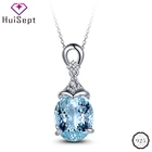 HuiSept модное ожерелье овальной формы сапфировый Циркон Кулон драгоценный камень 925 серебро ювелирные изделия Аксессуары для женщин Свадьба Помолвка