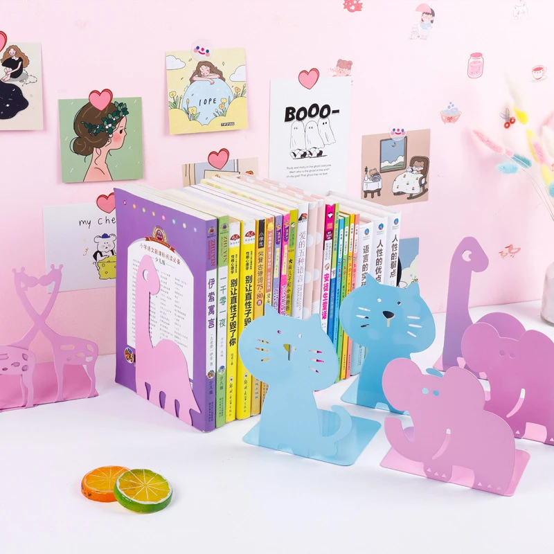 

2PCS/Pair Creative Animal Bookends Metal Book Holder Book Support Stand Desk Organizer Storage Holder Shelf