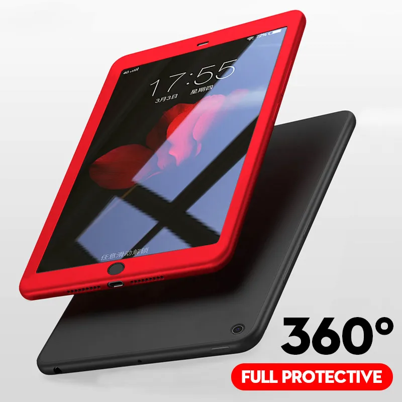 Buy Silicone 360 Full Cover Case For ipad 2018 case for iPad 10.2 2019 mini 4 5 Pro 10.5 Air 1 2 3 with glass on