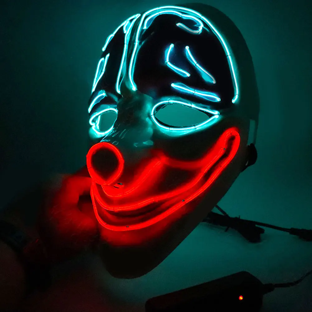 

Лидер продаж, маска для Хэллоуина, страшная маска клоуна со светодиодсветильник кой, для праздника, вечеринки, косплея, маскарада, LBV