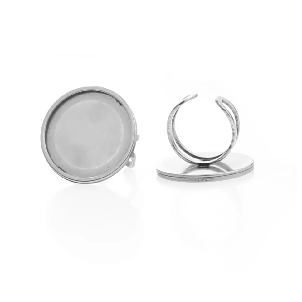 

2pcs stainless steel ring 20mm 25mm round glass cabochon base settings diy bezel trays for jewelry making material
