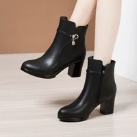 womens ankle boots microfiber leather 2021 winter autumn ladies shoes female fashion platfrom short boot woman high heels q0024