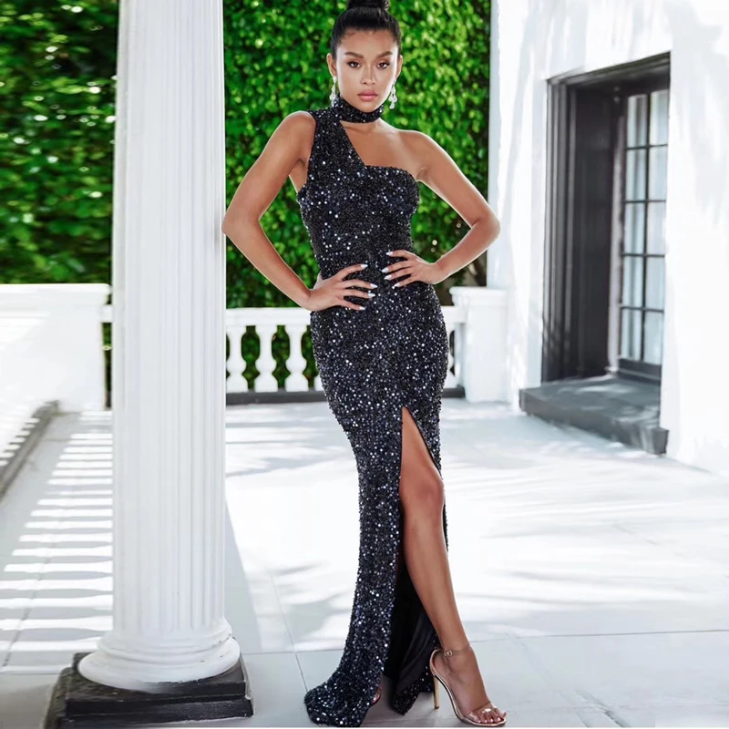 Новинка 2019 лидер продаж Элегантное Длинное платье с одним открытым плечом и