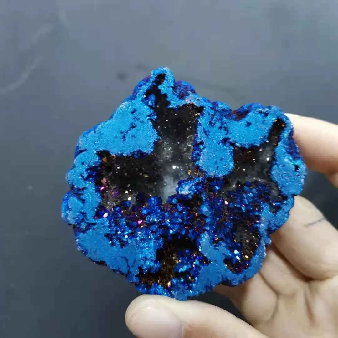 Природный Агат geode Aura с титановым покрытием Друза Geode | Дом и сад