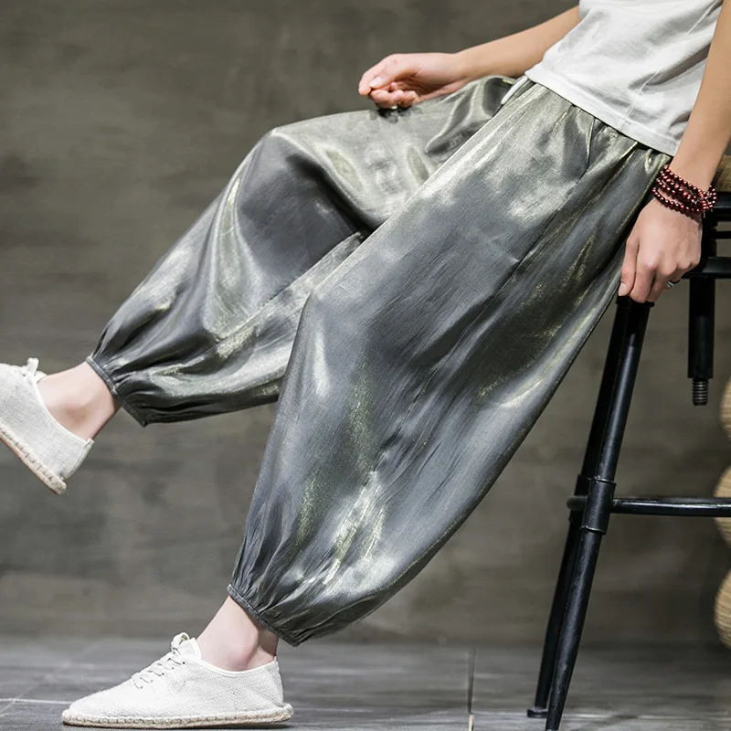 

Mens Hip Hop Clothing 2021 Spring New Men's Clothing Chinese Style Loose Casual Pants Reflective Feet Pants Male Harem Pants