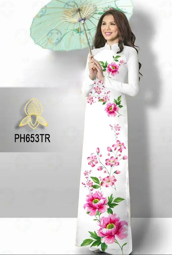 Традиционное вьетнамское платье-Ципао aodai 2 предмета | Тематическая одежда и