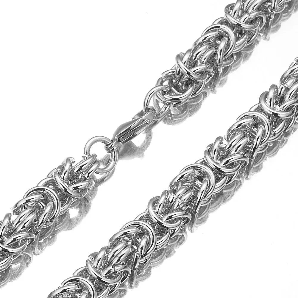 

Handmade 6/8/10mm Metal Stainless Steel Silver Color Byzantine Chain Necklace Or Bracelet Mens Womens Necklace Jewelry 7-40" Hot