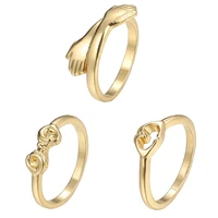 2021 new trendy 3 pcsset rings hug arm 3 piece alloy creative joint set for women girls jewelry