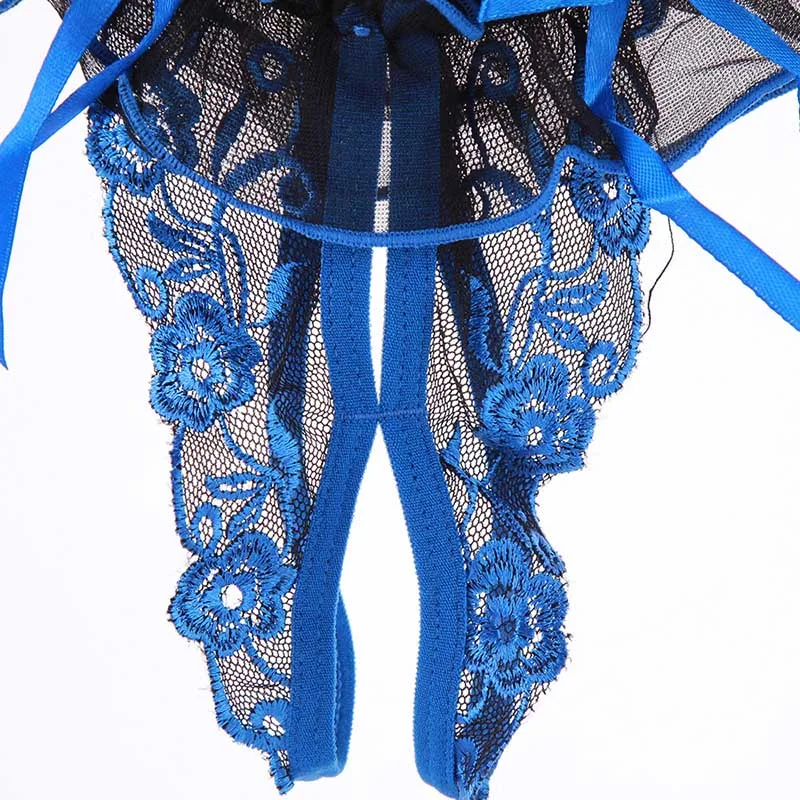 2019 Women Sexy Underwear Flower Embroidery T-back Thong Open Crotch Underpants Lacy Panties G-string DC116 | Тематическая одежда