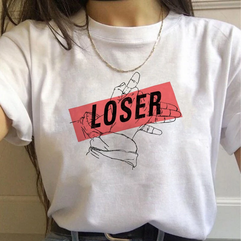 Летний Loser Love винтажный топ в готическом стиле Эстетическая Ullzang футболка