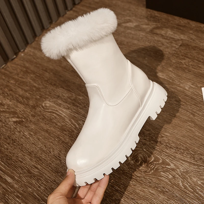 

Новинка 2022, теплые плюшевые зимние ботинки на массивной платформе, женские водонепроницаемые зимние ботинки на скрытом каблуке, женские бо...